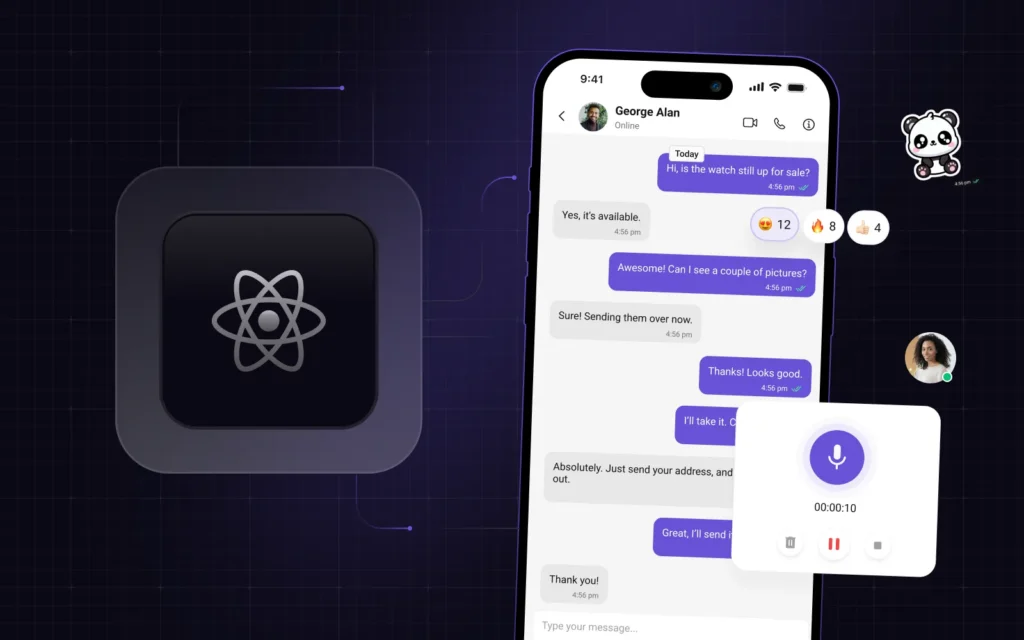 one-to-one messaging interface in React chat app