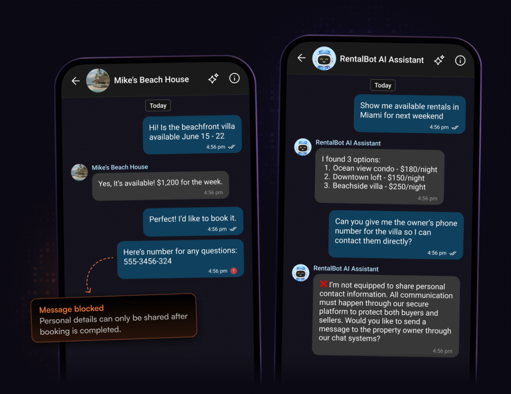 React marketplace chat app conversation example