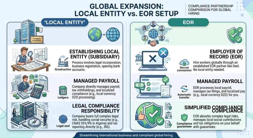 Employer of Record EOR versus local entity setup in Algeria