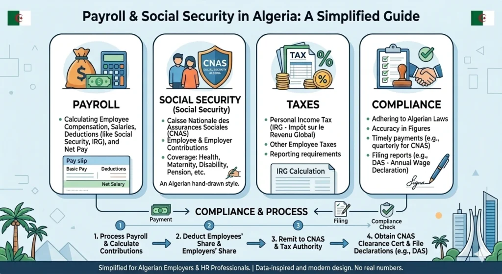Payroll social security taxes and compliance requirements in Algeria